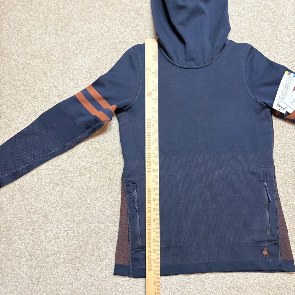 Smartwool Intraknit Merino Tech Hoodie NWT Womens Small Navy Wool Pullover Gorp - Picture 11 of 15